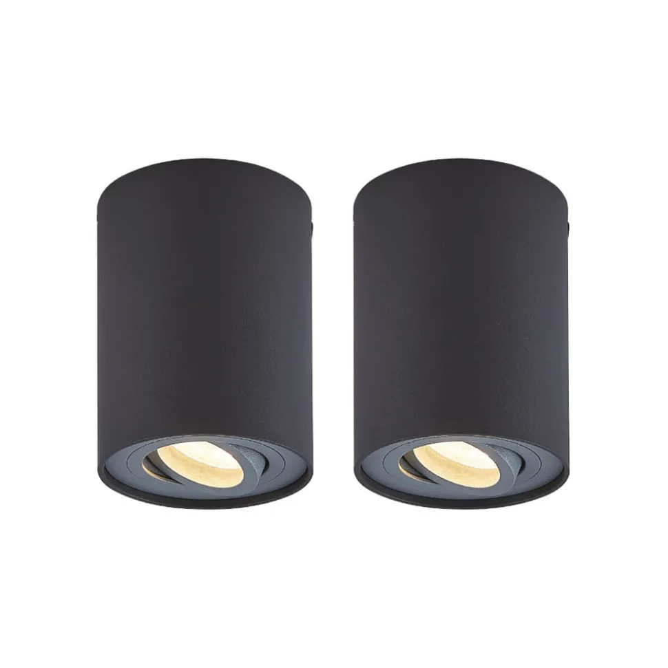 Arcchio loftspot Jolina, rund, antracit, sæt med 2, aluminium