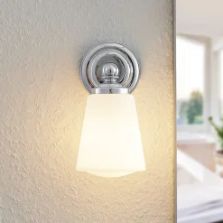 Arcchio Mahdi væglampe til badeværelset, krom, glas, 11 cm, IP44