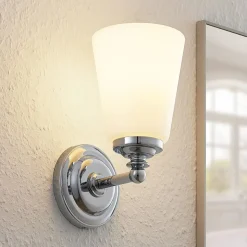 Arcchio Mahdi væglampe til badeværelset, krom, glas, 11 cm, IP44