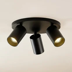 Arcchio spotlight Brinja, sort, rund, Ø 6 cm, 3 lyskilder, GU10