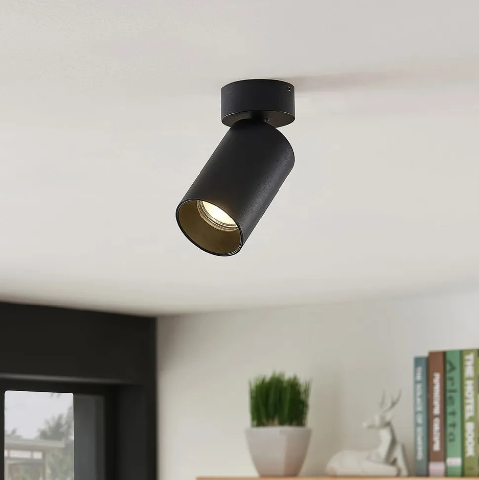 Arcchio spotlight Brinja, sort, rund, 13 cm høj, Ø 6 cm