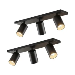 Arcchio spotlight Brinja, sæt med 2, sort, kantet, 3 lyskilder