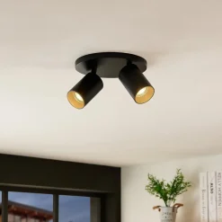 Arcchio spotlight Brinja, sort, rund, Ø 6 cm, 2 lyskilder, GU10