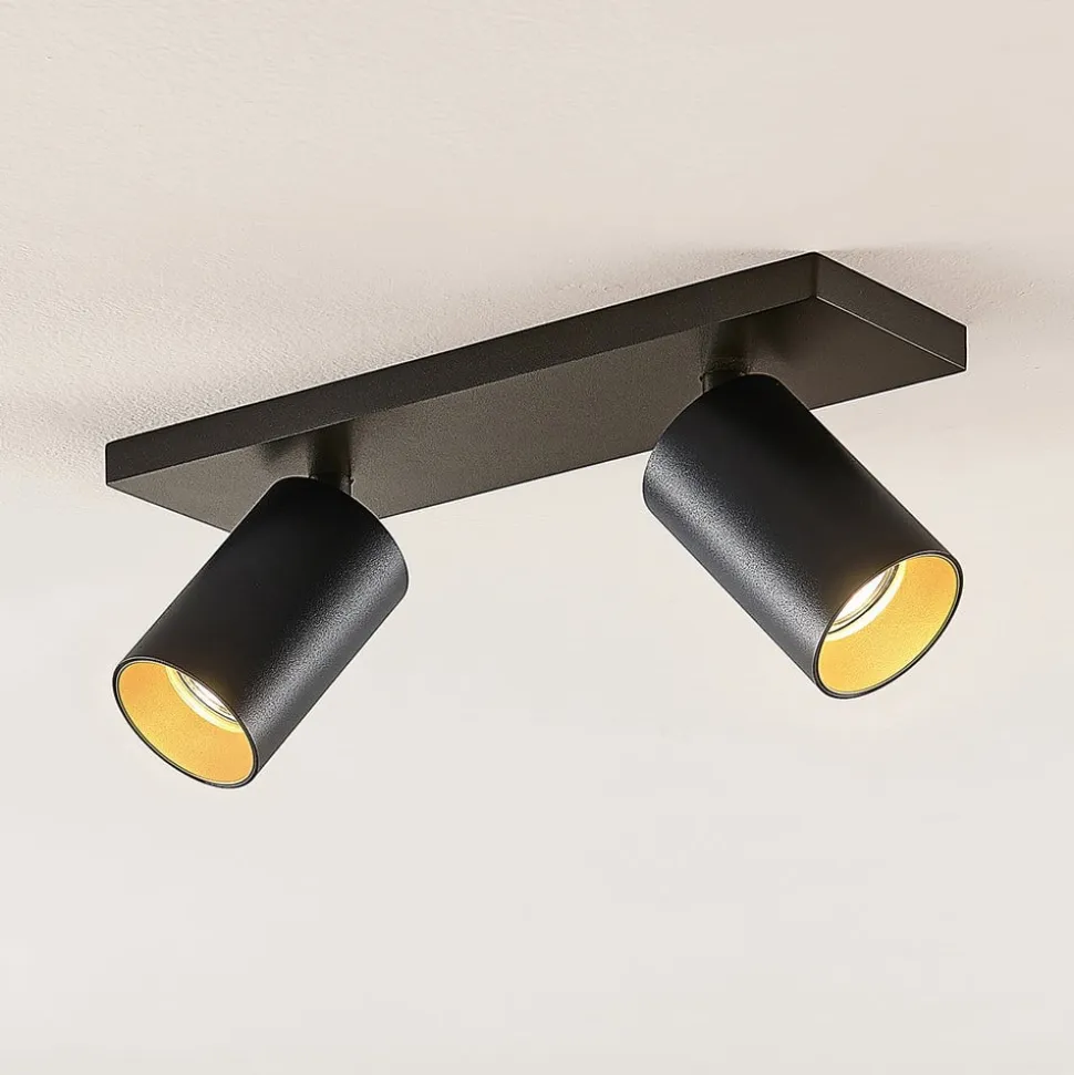 Arcchio spotlight Brinja, sort, kantet, Ø 6 cm, 2-faset, GU10