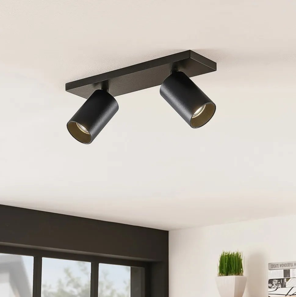 Arcchio spotlight Brinja, sort, kantet, Ø 6 cm, 2-faset, GU10