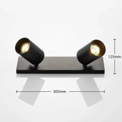 Arcchio spotlight Brinja, sort, kantet, Ø 6 cm, 2-faset, GU10