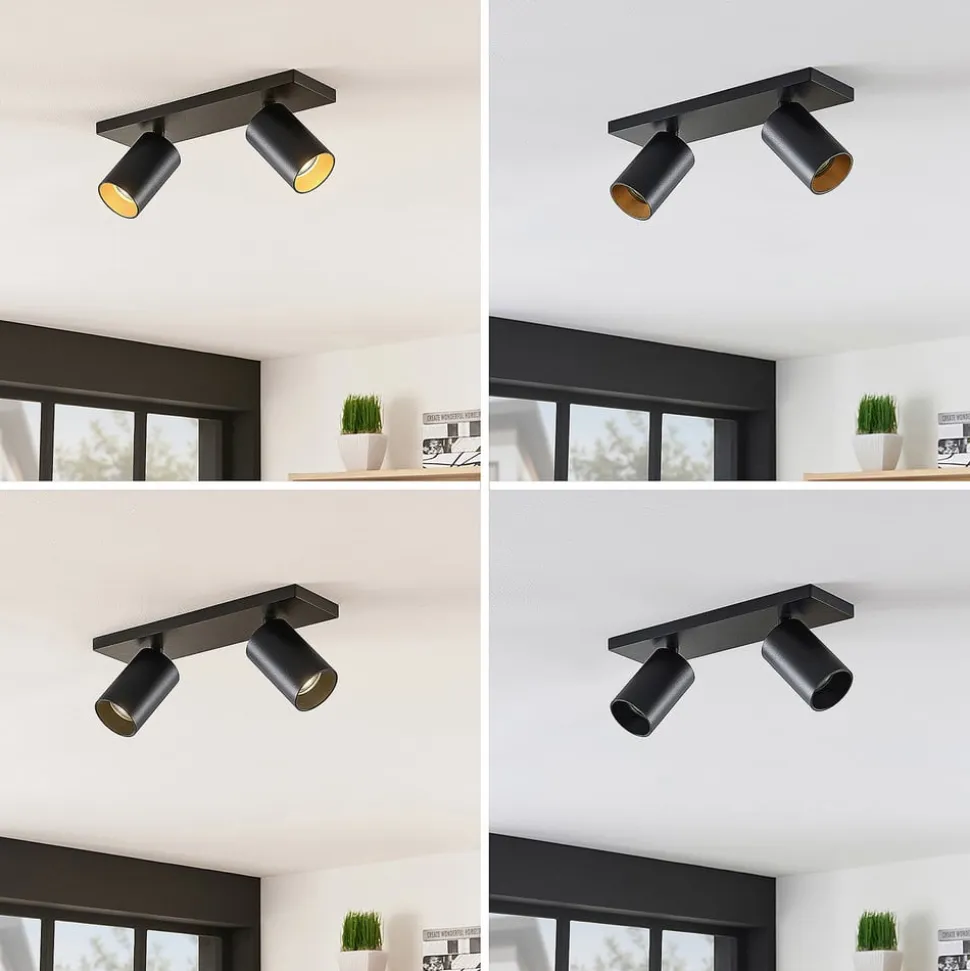 Arcchio spotlight Brinja, sort, kantet, Ø 6 cm, 2-faset, GU10