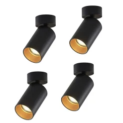 Arcchio spotlight Brinja, sæt med 4, sort, rund, Ø 6cm, GU10