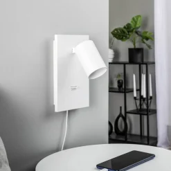 Arcchio spotlight Brinja, hvid, metal, USB-C, afbryder, GU10