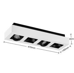 Arcchio spotlight Vince, 47 cm, 4 lyskilder, hvid/sort, GU10