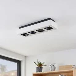 Arcchio spotlight Vince, 47 cm, 4 lyskilder, hvid/sort, GU10