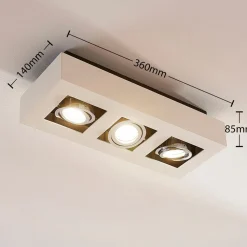 Arcchio spotlight Vince, 36 cm, 3 lyskilder, hvid/krom, GU10