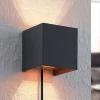 Arcchio væglampe Zuzana, kantet, sort, stik, 10 cm