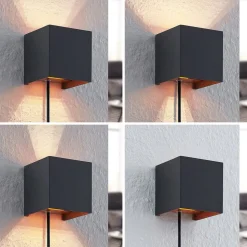 Arcchio væglampe Zuzana, kantet, sort, stik, 10 cm