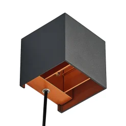 Arcchio væglampe Zuzana, kantet, sort, stik, 10 cm