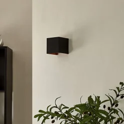 Arcchio væglampe Zuzana, kantet, sort-guld, G9, 10 cm