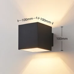 Arcchio væglampe Zuzana, kantet, sort, G9, 10 cm bred