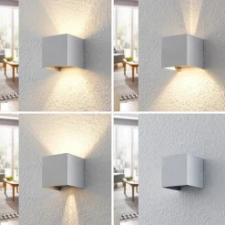 Arcchio væglampe Zuzana, kantet, aluminiumsfarvet, G9, 10 cm