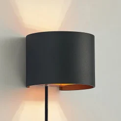 Arcchio væglampe Zuzana, rund, sort, stik, 13 cm