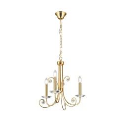 Ariane lysekrone, guldfarvet, Ø 50 cm, krystal, 3 lyskilder.