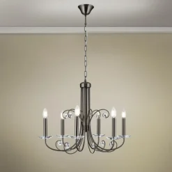 Ariane lysekrone, nikkel, Ø 67,5 cm, krystal, 5 lyskilder.