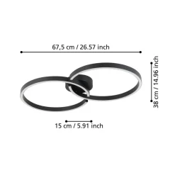 Armandolo LED-loftlampe, sort, længde 67 cm, CCT, RGB