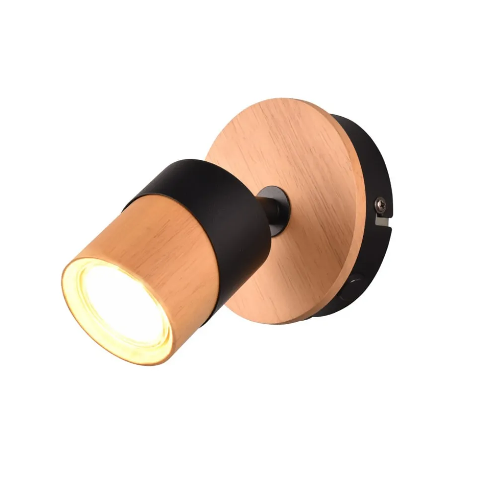 Aruni vægspot af træ, 1 lyskilde, sort