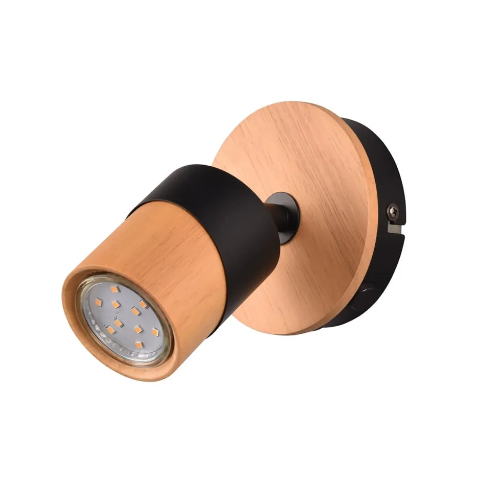 Aruni vægspot af træ, 1 lyskilde, sort