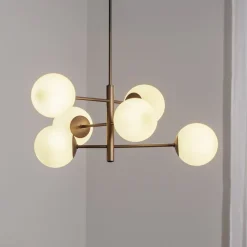 Aurora hængelampe, brun, Ø 60 cm, 6 lyskilder, glas, E14