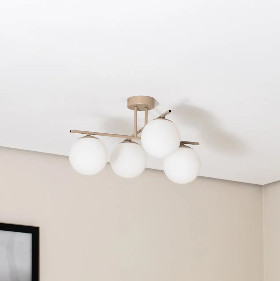 Aurora loftlampe, beige, Ø 50 cm, 4 lyskilder, glas, E14