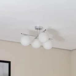 Aurora loftlampe, krom, Ø 50 cm, 4 lyskilder, glas, E14