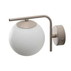 Aurora væglampe, beige, glas, 17 cm høj, kugle, E14