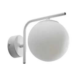Aurora væglampe, hvid, glas, 17 cm høj, kugle, E14