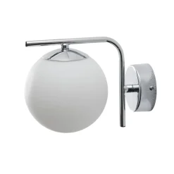Aurora væglampe, kromfarvet, glas, 17 cm, kugle, E14