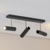 Axion loftlampe, 3 lyskilder, sort/guld, lang, stål