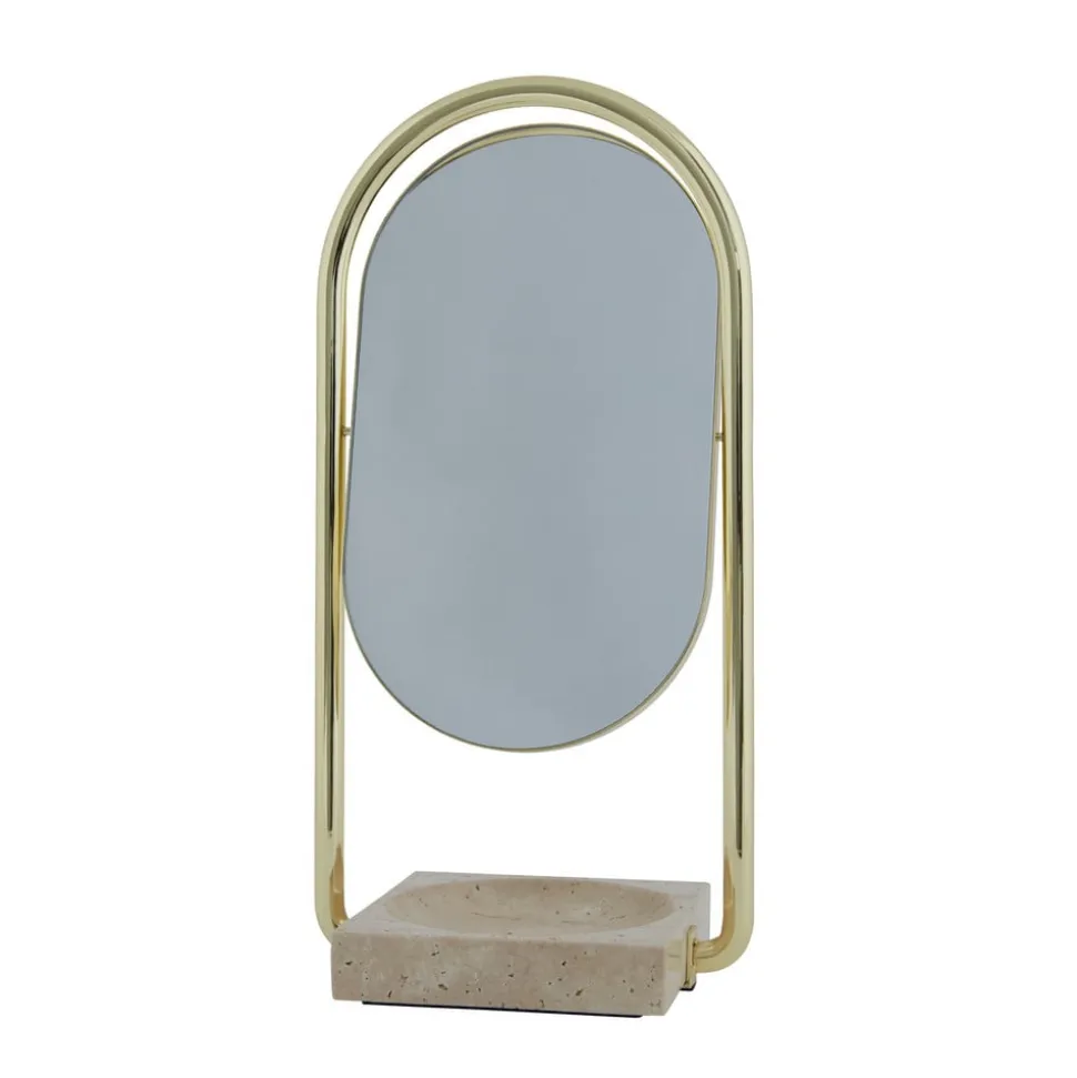 AYTM Angui bordspejl, guld, højde 35 cm, glas, marmor