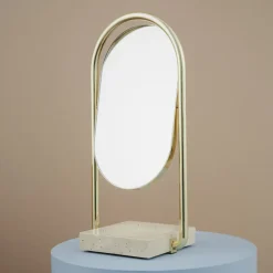 AYTM Angui bordspejl, guld, højde 35 cm, glas, marmor