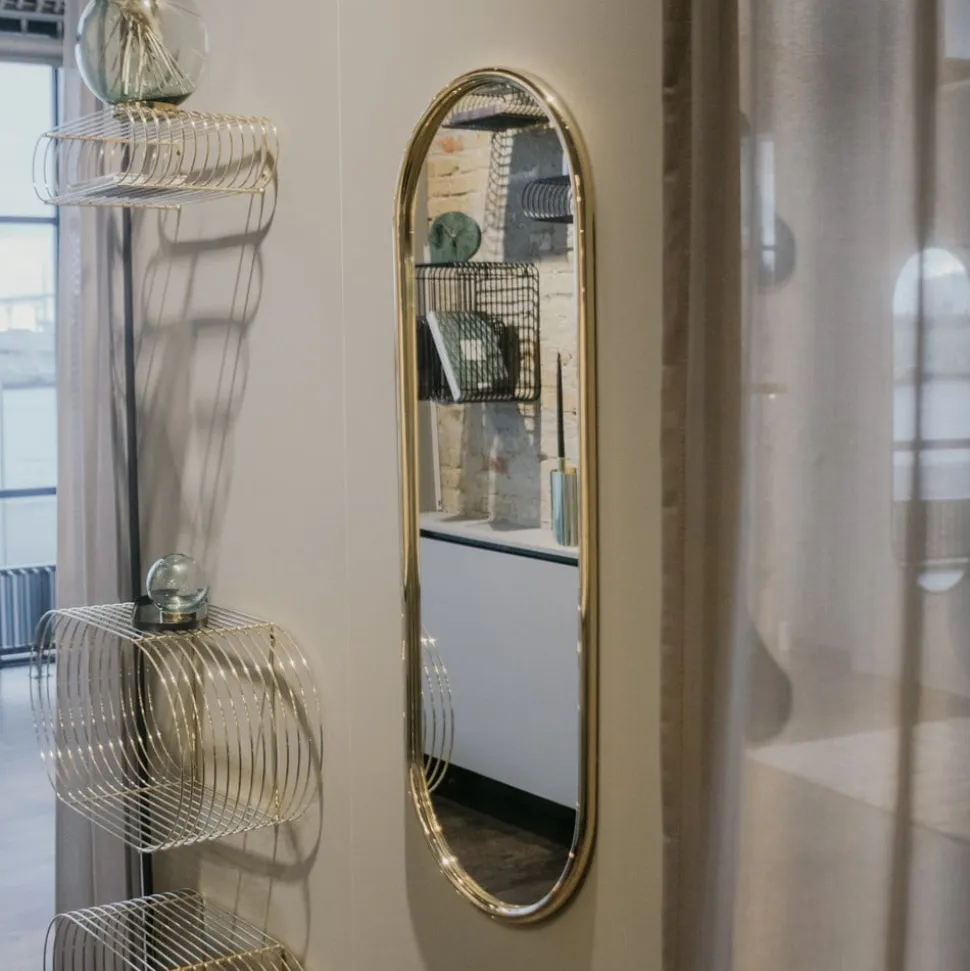 AYTM Angui-spejl, guldfarvet, højde 78 cm, glas, stål