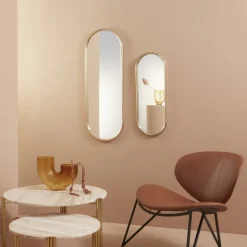 AYTM Angui-spejl, guldfarvet, højde 78 cm, glas, stål