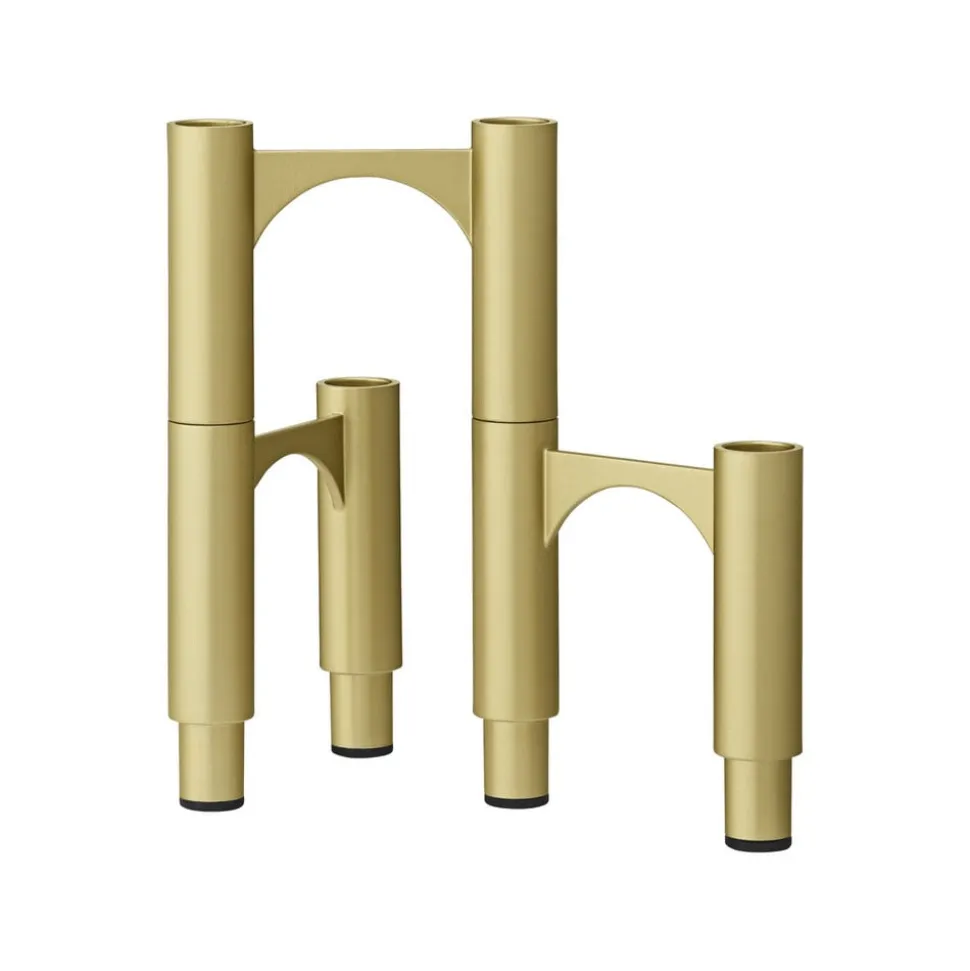 AYTM Compono lysestage, guld, h 12 cm, aluminium, sæt med 3 stk