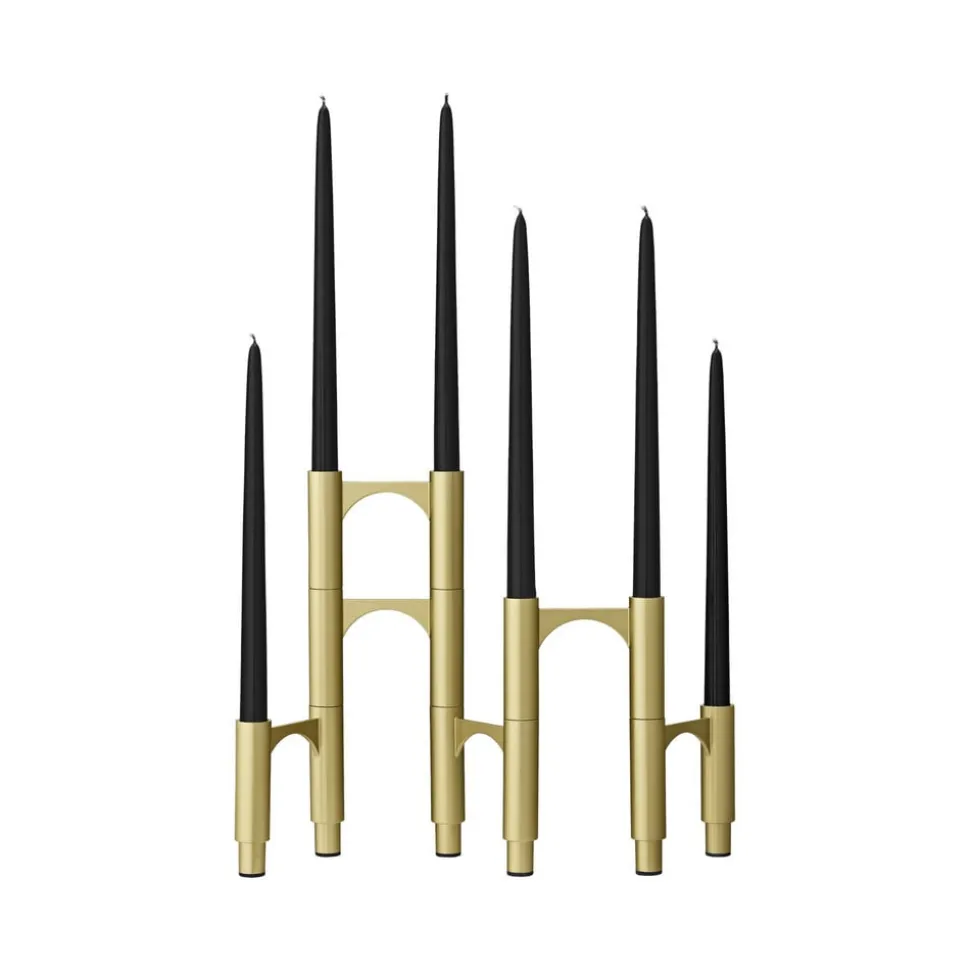 AYTM Compono lysestage, guld, h 12 cm, aluminium, sæt med 3 stk