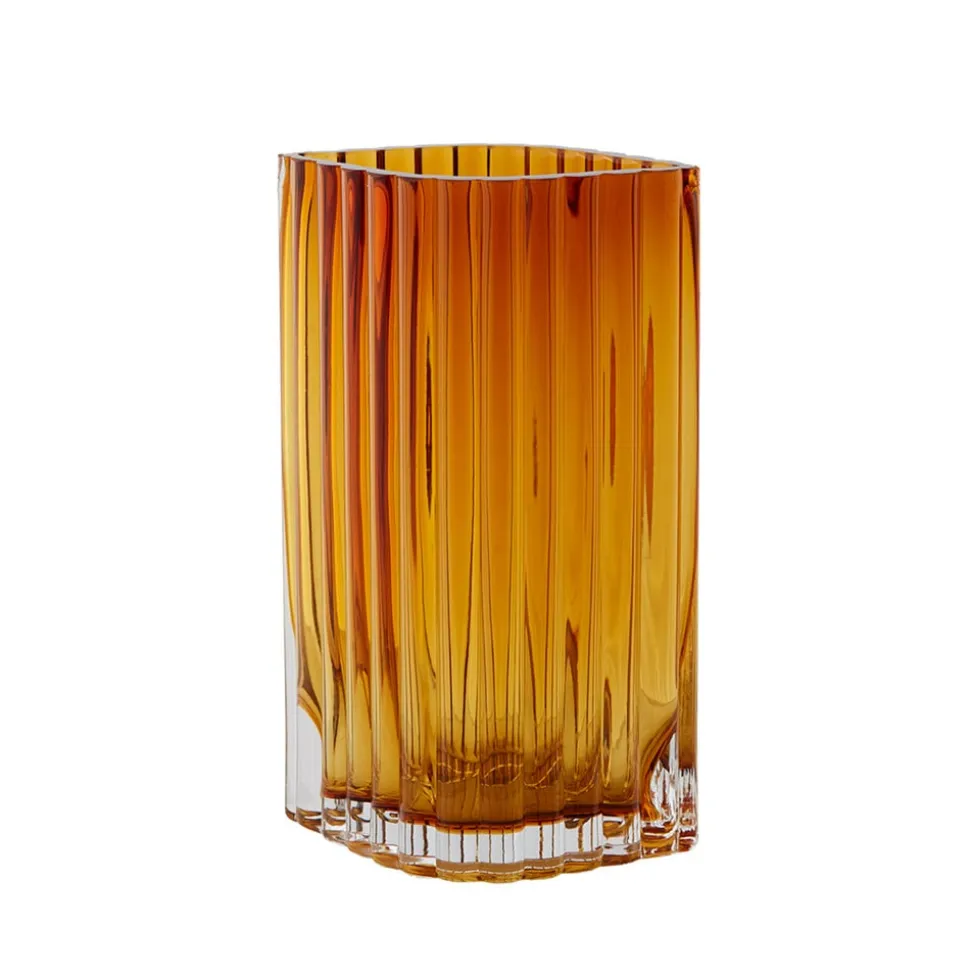 AYTM Folium-vase, højde 20 cm, ravfarvet, glas