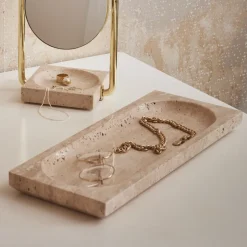 AYTM Regina skål, længde 40 cm, bredde 16 cm, travertin