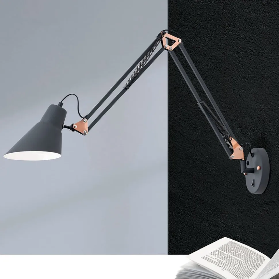 Bachelor-væglampe med fjederbalancer og afbryder