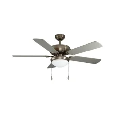 Ballina loftventilator, E27, mat nikkel, afbryder med træksnor