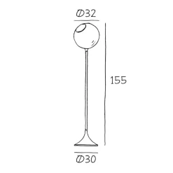 Ballroom gulvlampe, hvid, glas, mundblæst, dæmpbar