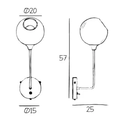 Ballroom Long væglampe, rav, glas, mundblæst