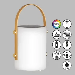 Bari LED-akku-lampe, solar, fjernbetjening