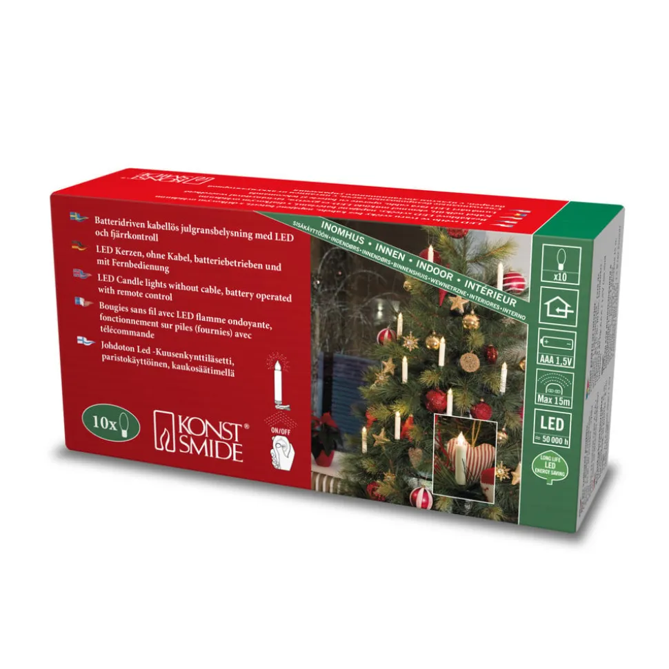 Batteridrevet juletræslys LED, hvid, 10 lyskilder