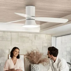 Beacon loftventilator med lys Flusso hvid Ø 132 cm støjsvag